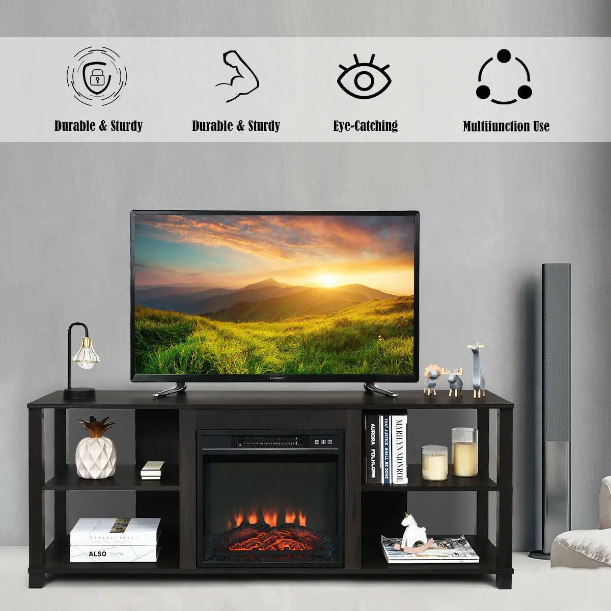2-Tier TV Storage Cabinet Console with Adjustable Shelves by DirectDeals