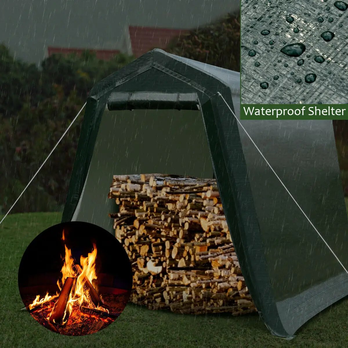 Outdoor Carport Shed with Sidewalls and Waterproof Ripstop Cover, photo 3 of 11