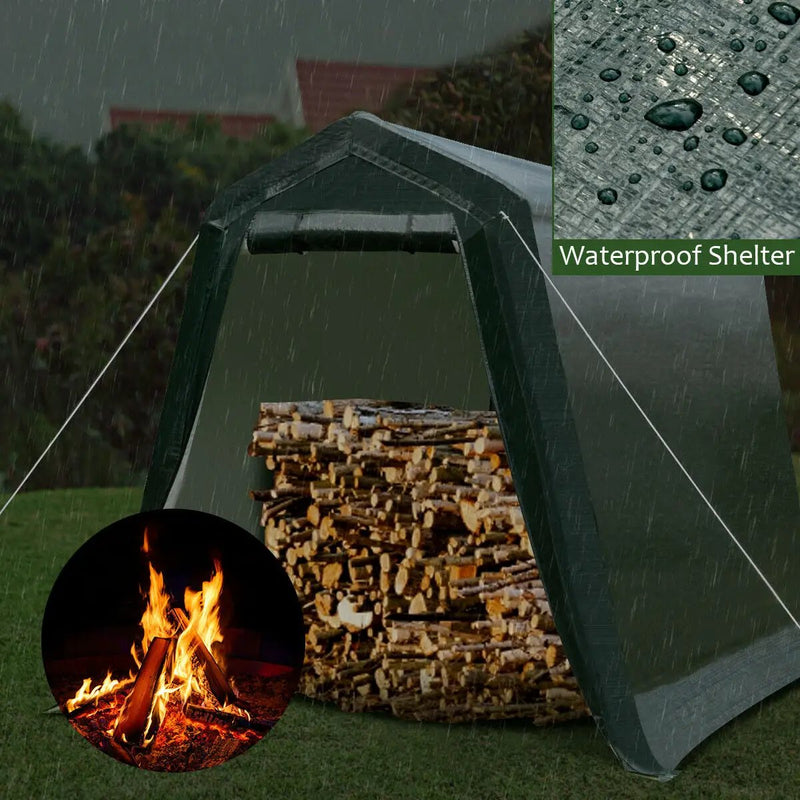 Outdoor Carport Shed with Sidewalls and Waterproof Ripstop Cover by DirectDeals