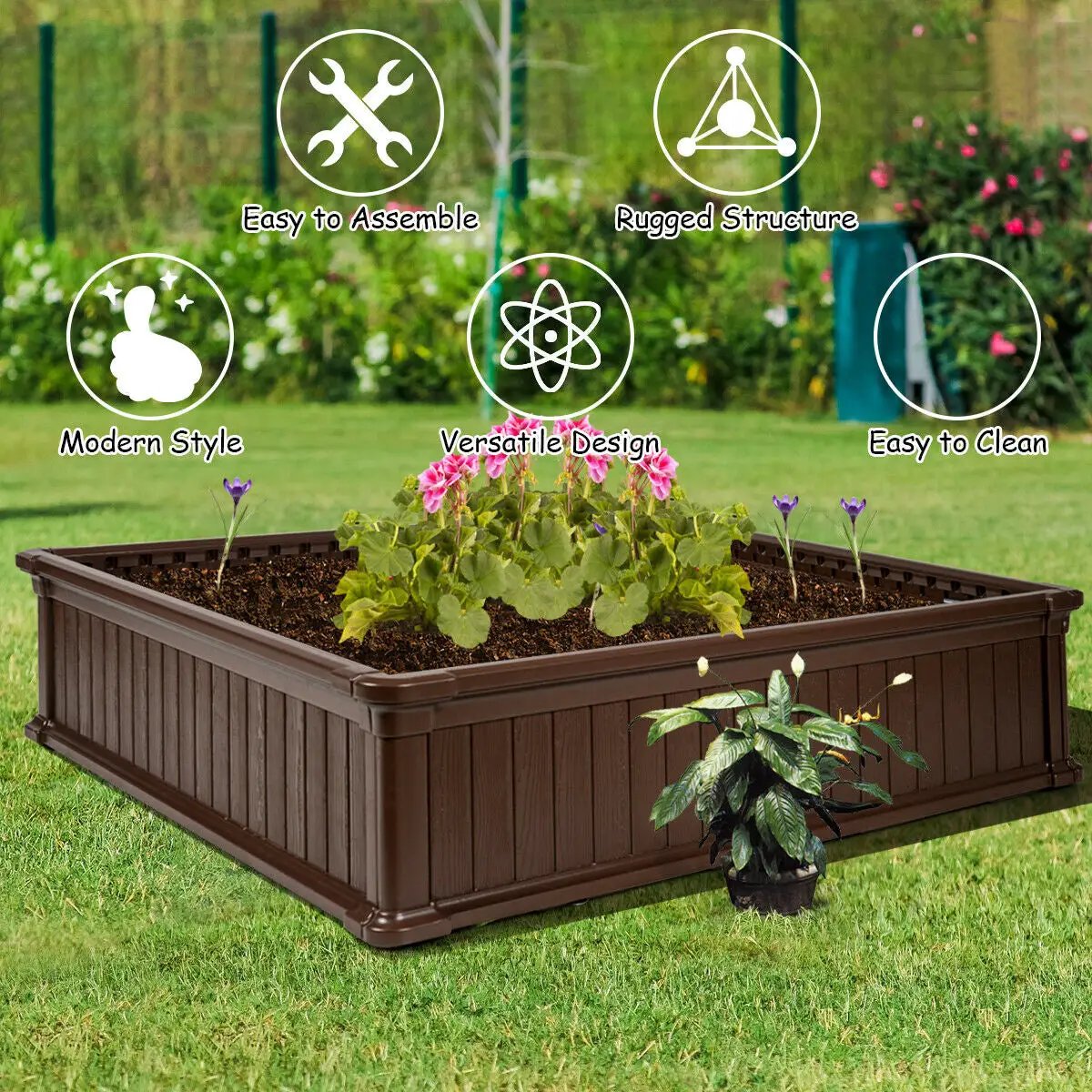 48 Inch Raised Garden Bed Planter for Flower Vegetables Patio, photo 15 of 16