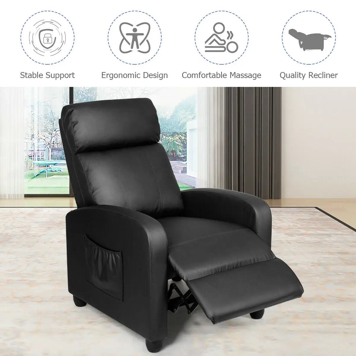 Recliner Sofa Wingback Chair with Massage Function, photo 17 of 24