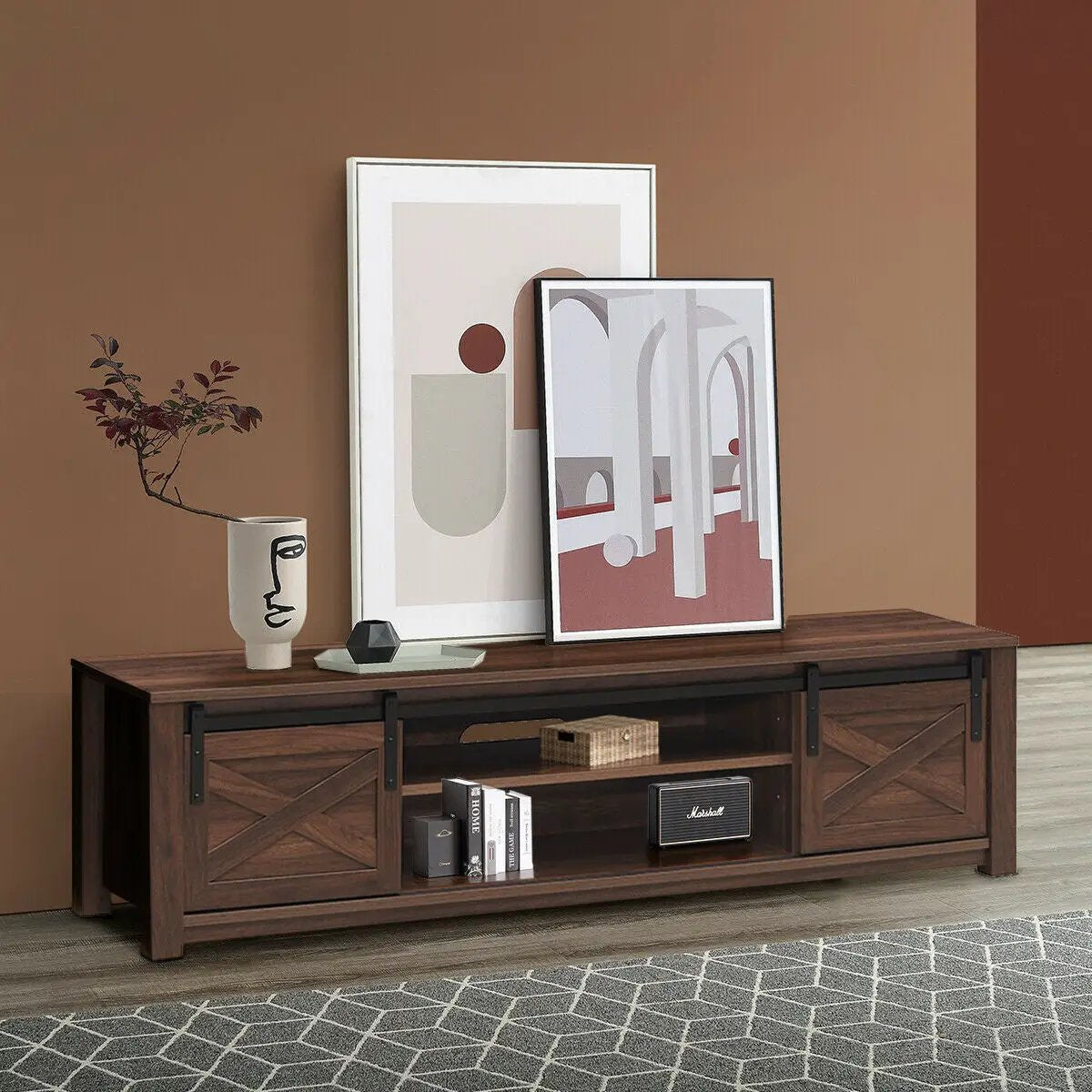 65 Inch Flat Sliding Barn Door TV Stand by DirectDeals