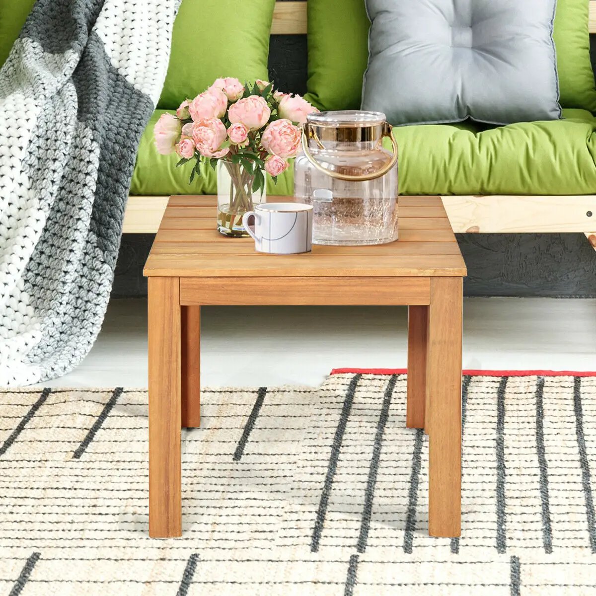 Wooden Square Patio Coffee Bistro Table by DirectDeals