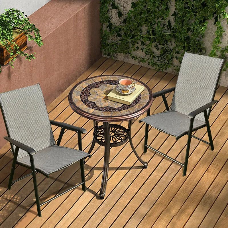 Set of 2 Outdoor Patio Folding Chairs-Gray by DirectDeals