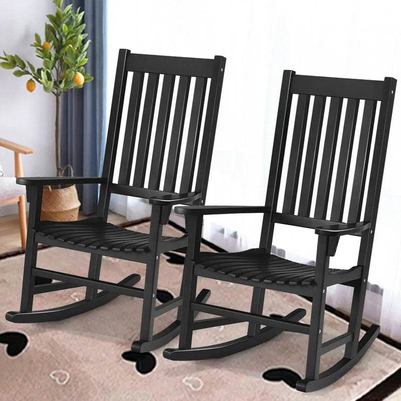 Indoor Outdoor Wooden High Back Rocking Chair by DirectDeals