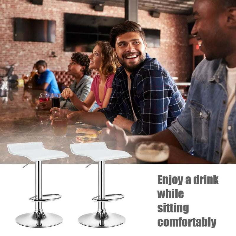 Set of 2 Adjustable PU Leather Backless Bar Stools by DirectDeals