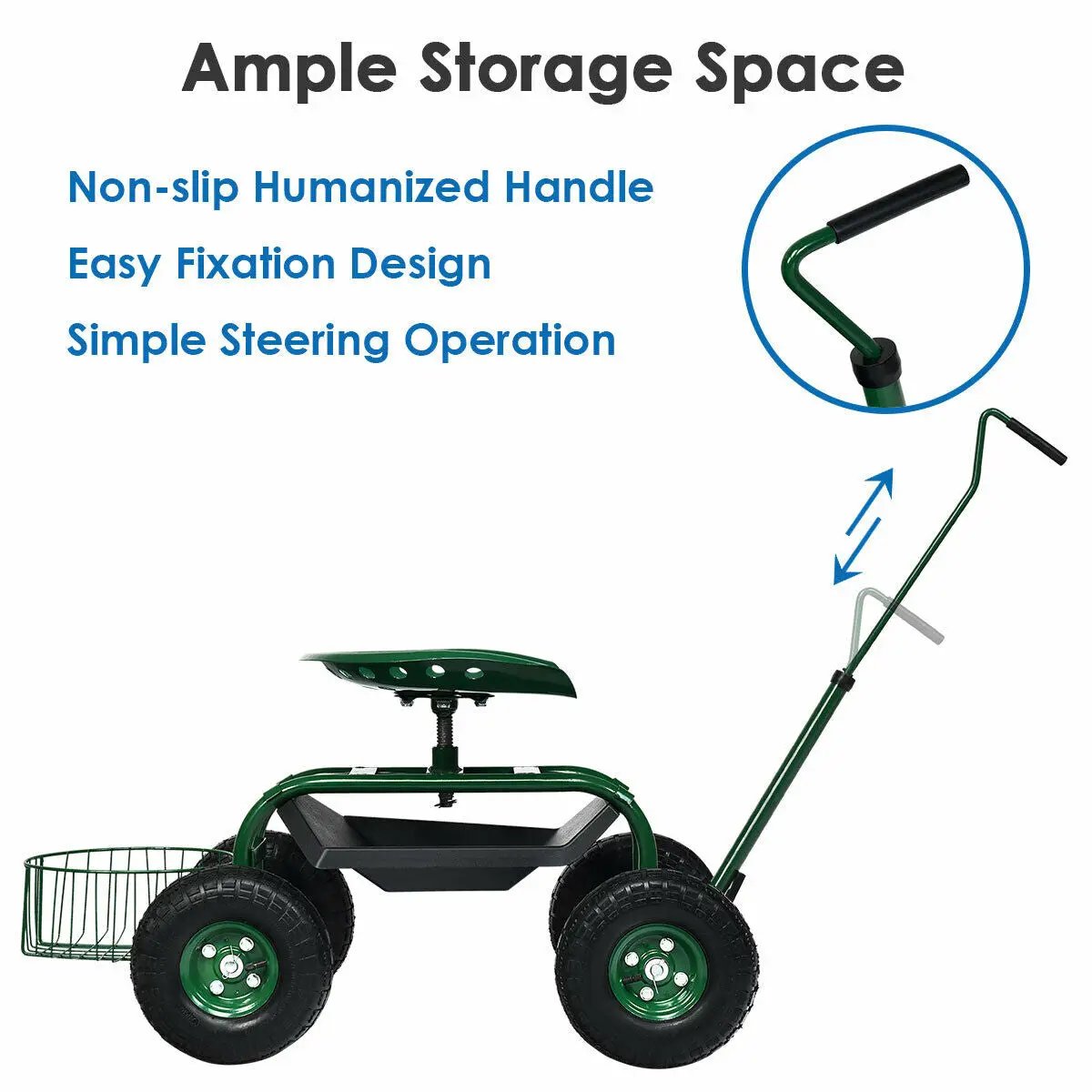 Extendable Handle Garden Cart Rolling Wagon Scooter, photo 8 of 10