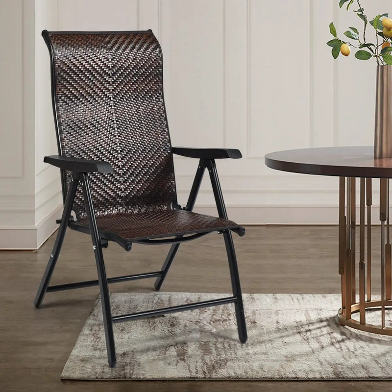 2 Pieces Patio Rattan Folding Reclining Chair by DirectDeals
