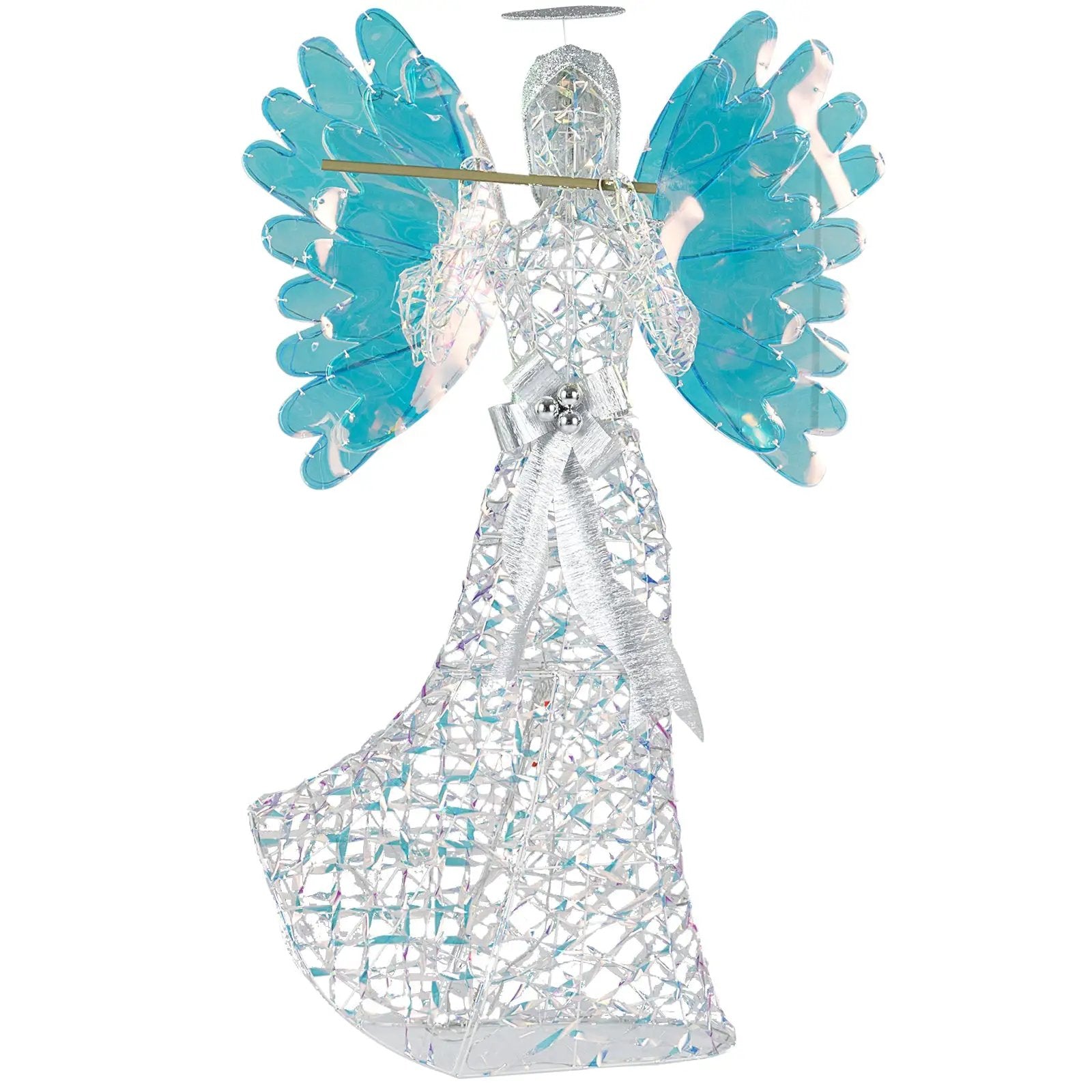 5.2 FT Lighted Angel Christmas Decoration 3D Glittering Halo Angel with Flute by DirectDeals