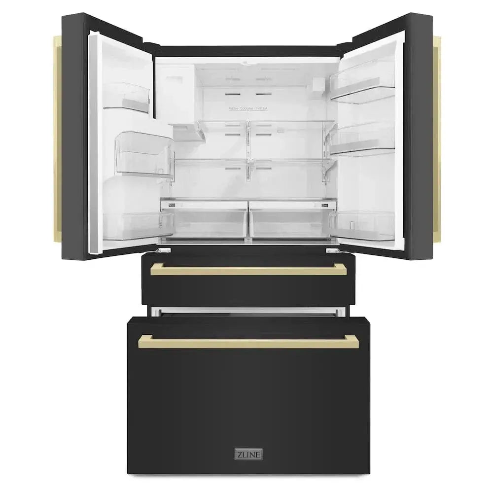 ZLINE 36" Autograph French Door Refrigerator, Ice & Water, Black Stainless RFMZ-W36-BS-FCB by Farmhouse Kitchen and Bath
