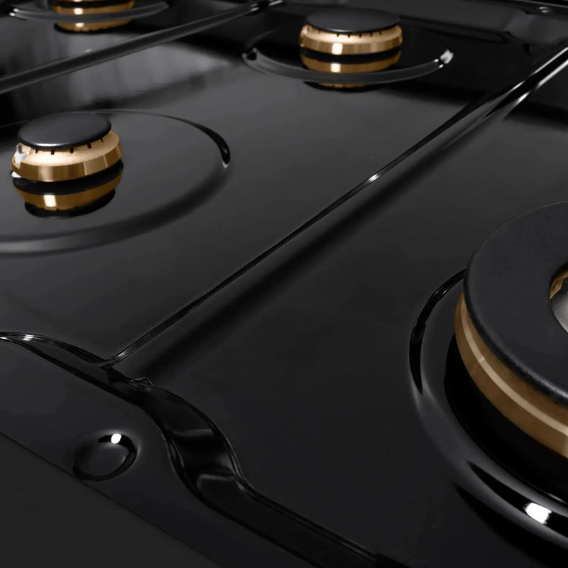 ZLINE 48" Paramount Gas Rangetop Black Stainless Steel Polished Gold SRTBZ-48-G by Farmhouse Kitchen and Bath