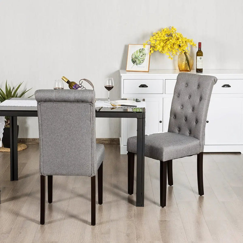 2 Pieces Tufted Dining Chair Set with Adjustable Anti-Slip Foot Pads by DirectDeals