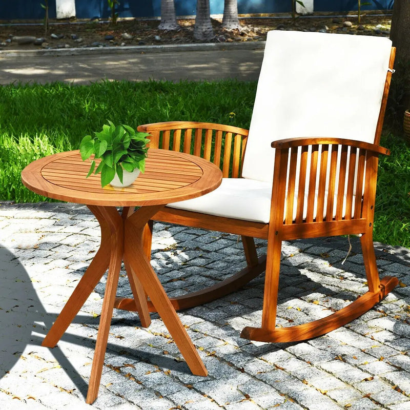 27 InchOutdoor Round Solid Wood Coffee Side Bistro Table by DirectDeals