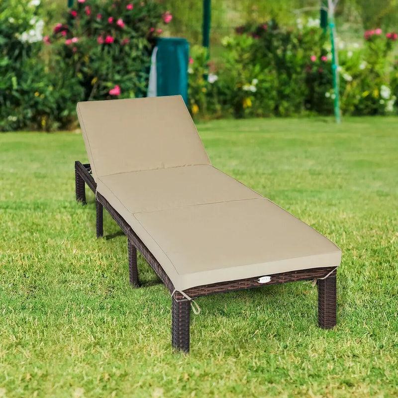 Outdoor Rattan Adjustable Cushioned Chaise by DirectDeals