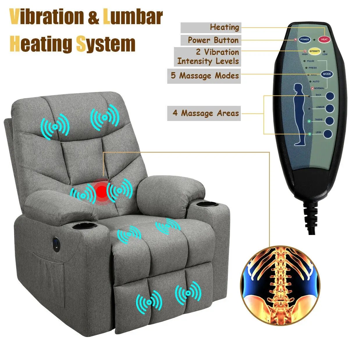 Electric Power Lift Recliner Massage Sofa, photo 3 of 16