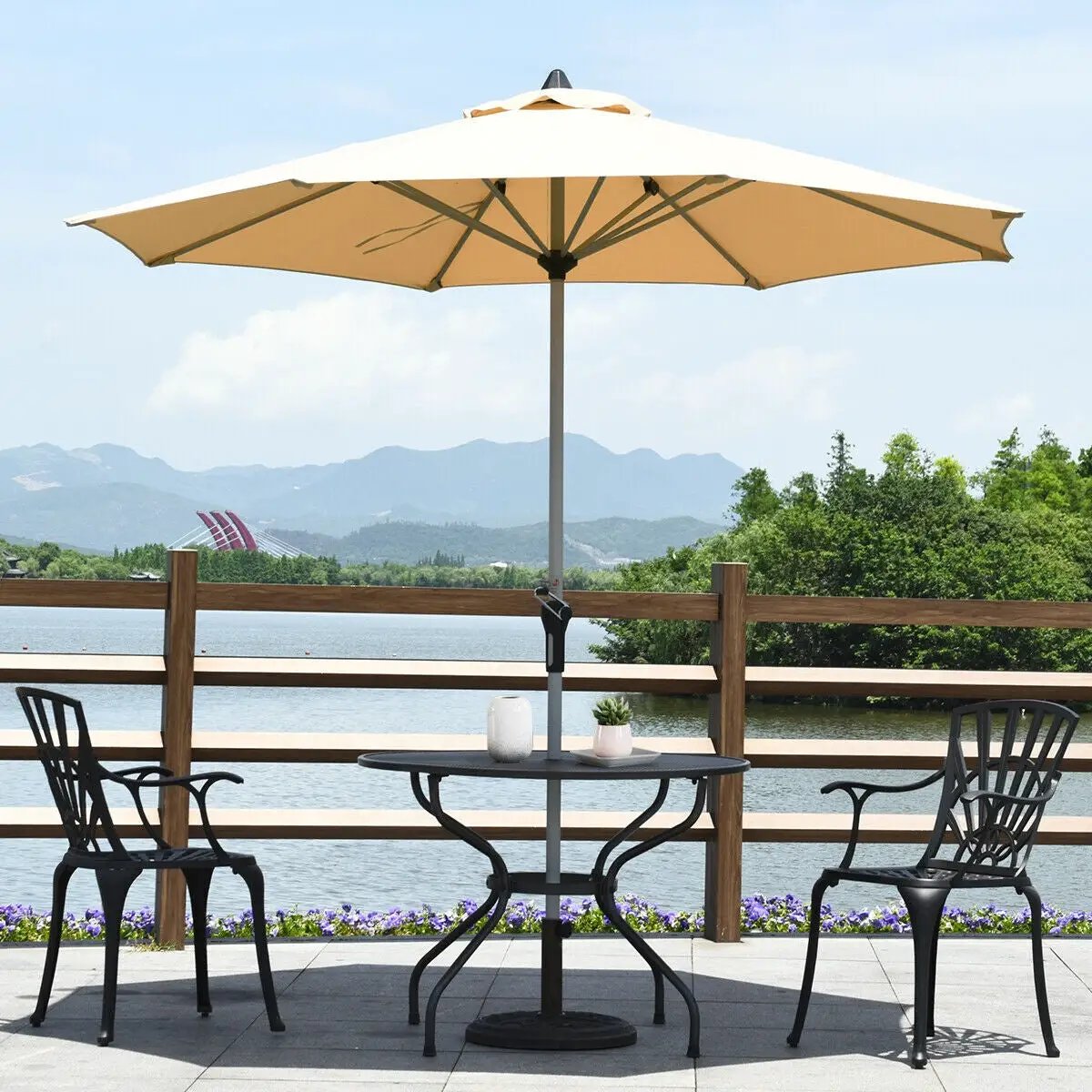 9 Feet Patio Outdoor Market Umbrella with Aluminum Pole without Weight Base, photo 17 of 17