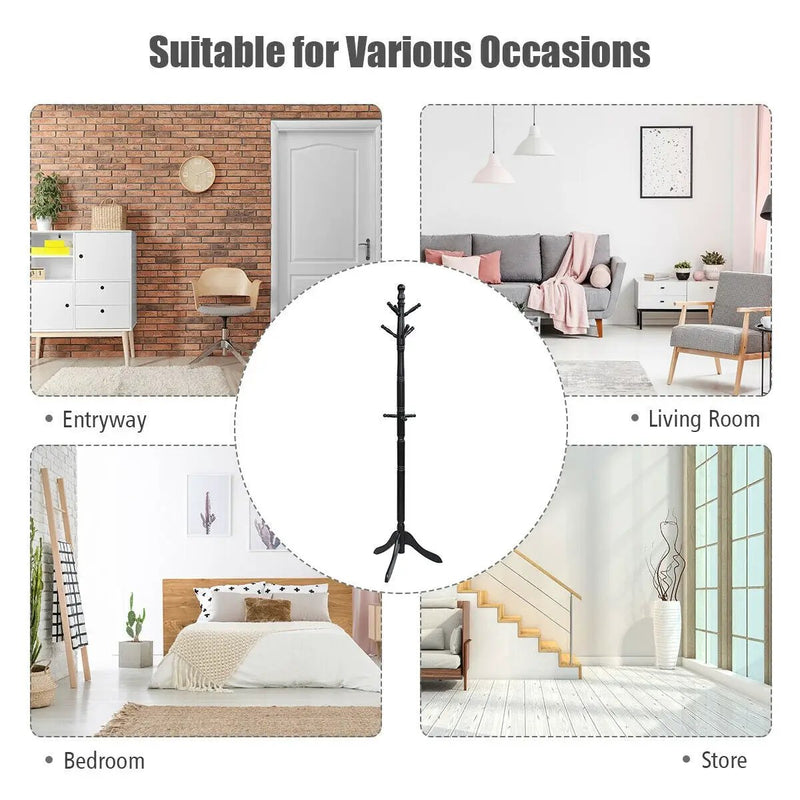 Entryway Height Adjustable Coat Stand with 9 Hooks by DirectDeals
