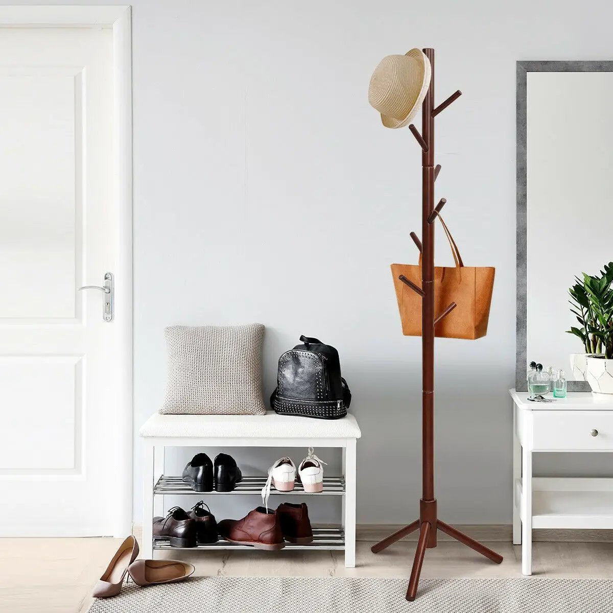 2 Heights Wooden Coat Rack with 8 Hooks, photo 11 of 16