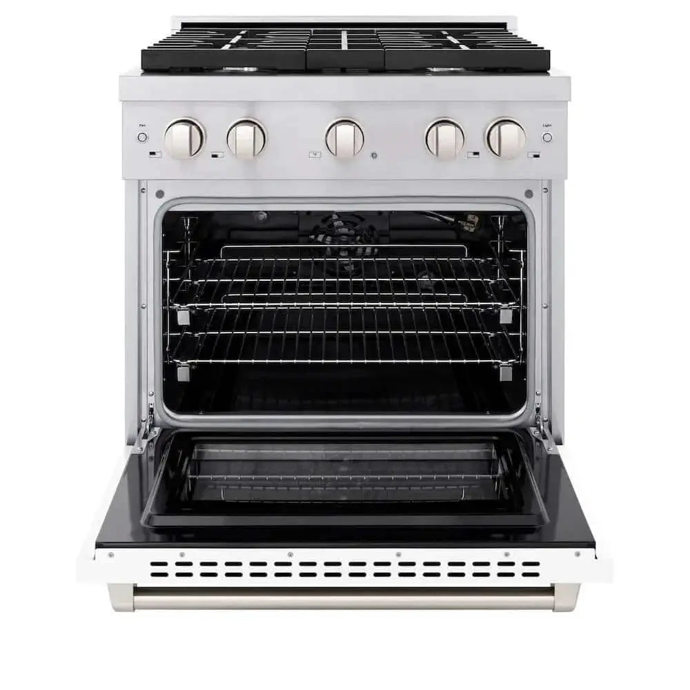 ZLINE 30 In. Gas Range, Stainless Steel, White Matte, SGR-WM-30 by Farmhouse Kitchen and Bath