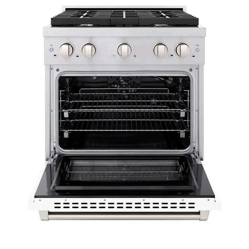 ZLINE 30 In. Gas Range, Stainless Steel, White Matte, SGR-WM-30 by Farmhouse Kitchen and Bath