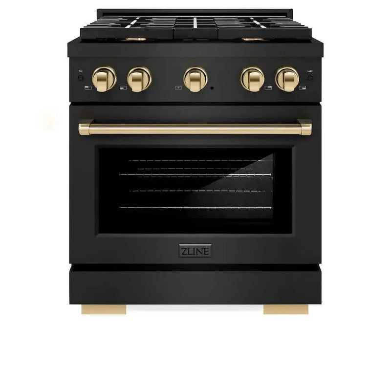 ZLINE 30"Gas Range, Convection Gas Oven, Black, Gold, SGRBZ-30-G by Farmhouse Kitchen and Bath