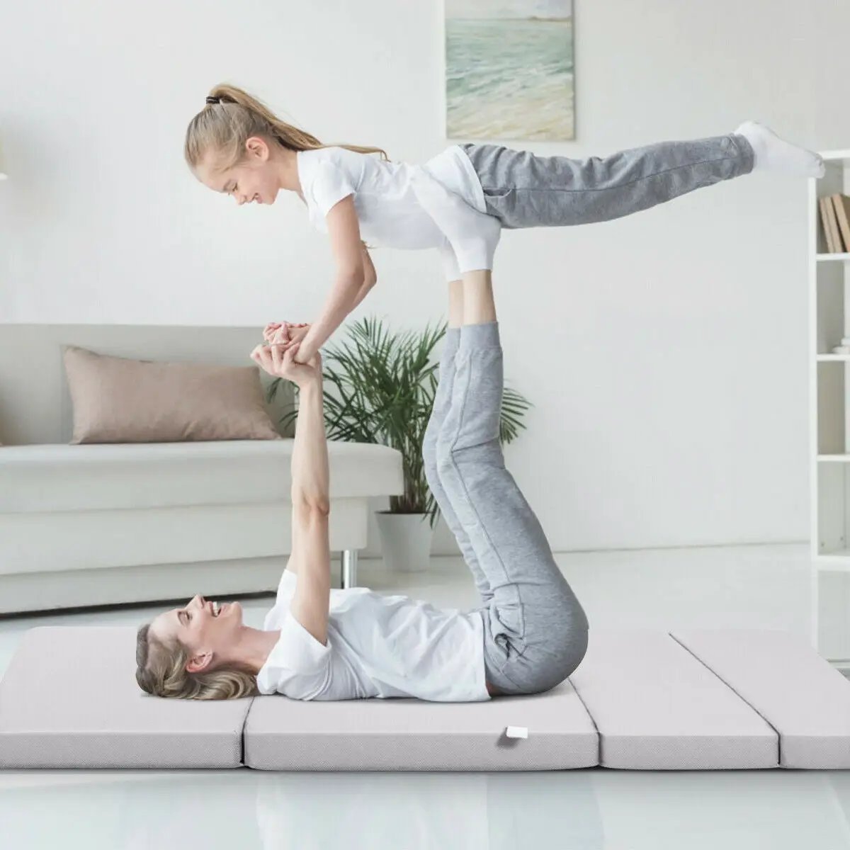 4 Inch Folding Sofa Bed Foam Mattress with Handles, photo 6 of 10