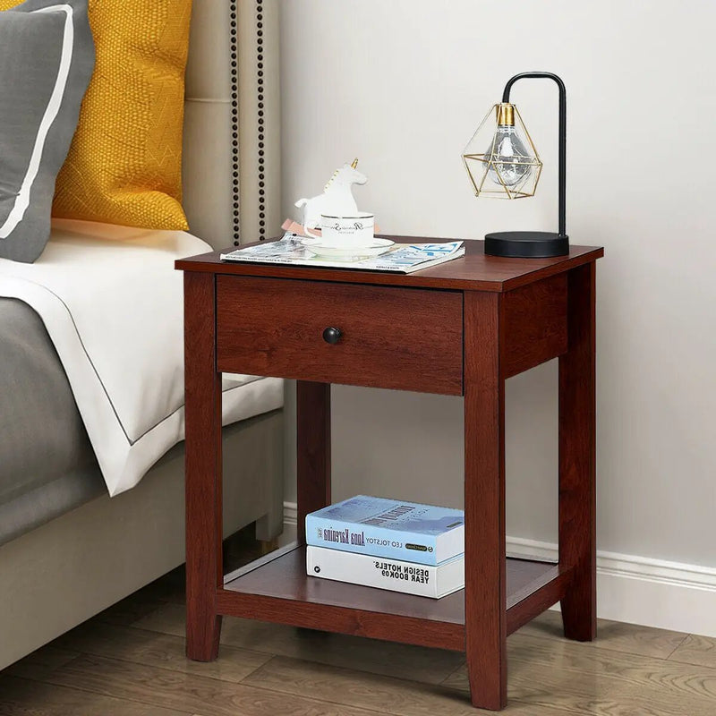 Set of 2 Nightstand with Storage Shelf and Pull Handle by DirectDeals