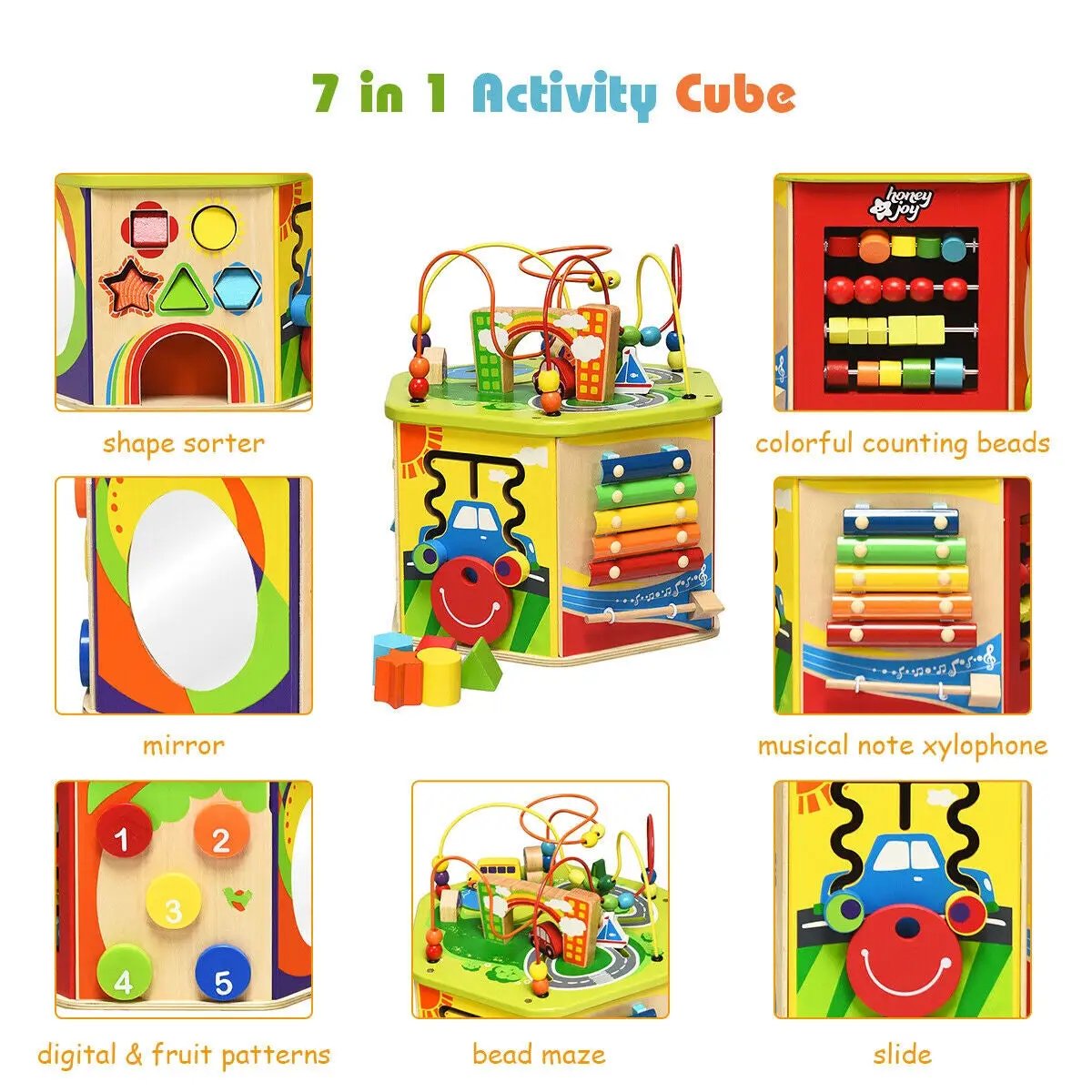 7-in-1 Wooden Activity Cube Toy by DirectDeals