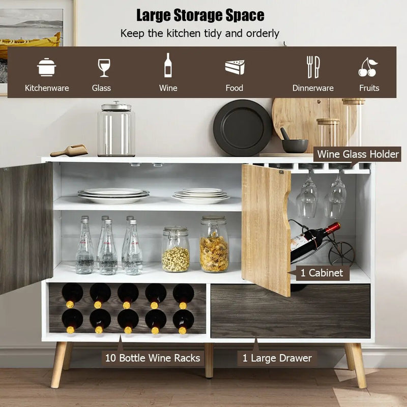 Mid-Century Buffet Sideboard Wooden Storage Cabinet by DirectDeals