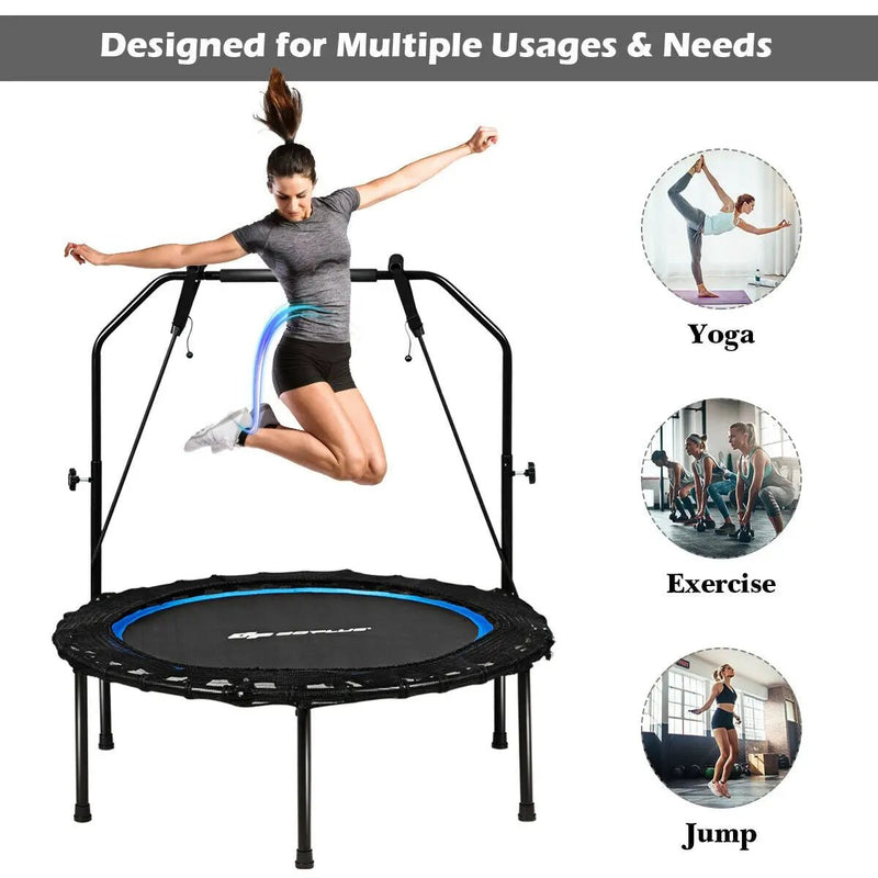 40 Inch Foldable Fitness Rebounder with Resistance Bands Adjustable Home by DirectDeals