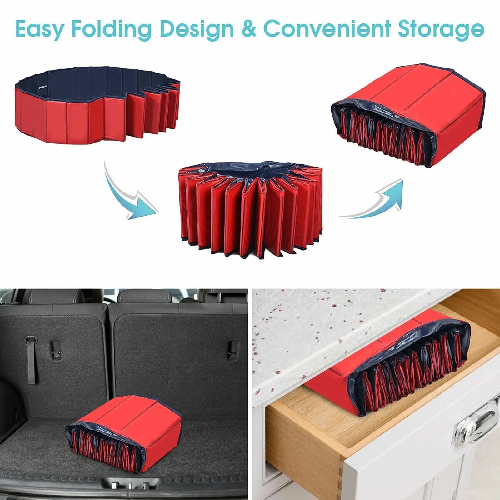 63 Inch Foldable Leakproof Dog Pet Pool Bathing Tub Kiddie Pool for Dogs Cats and Kids by DirectDeals