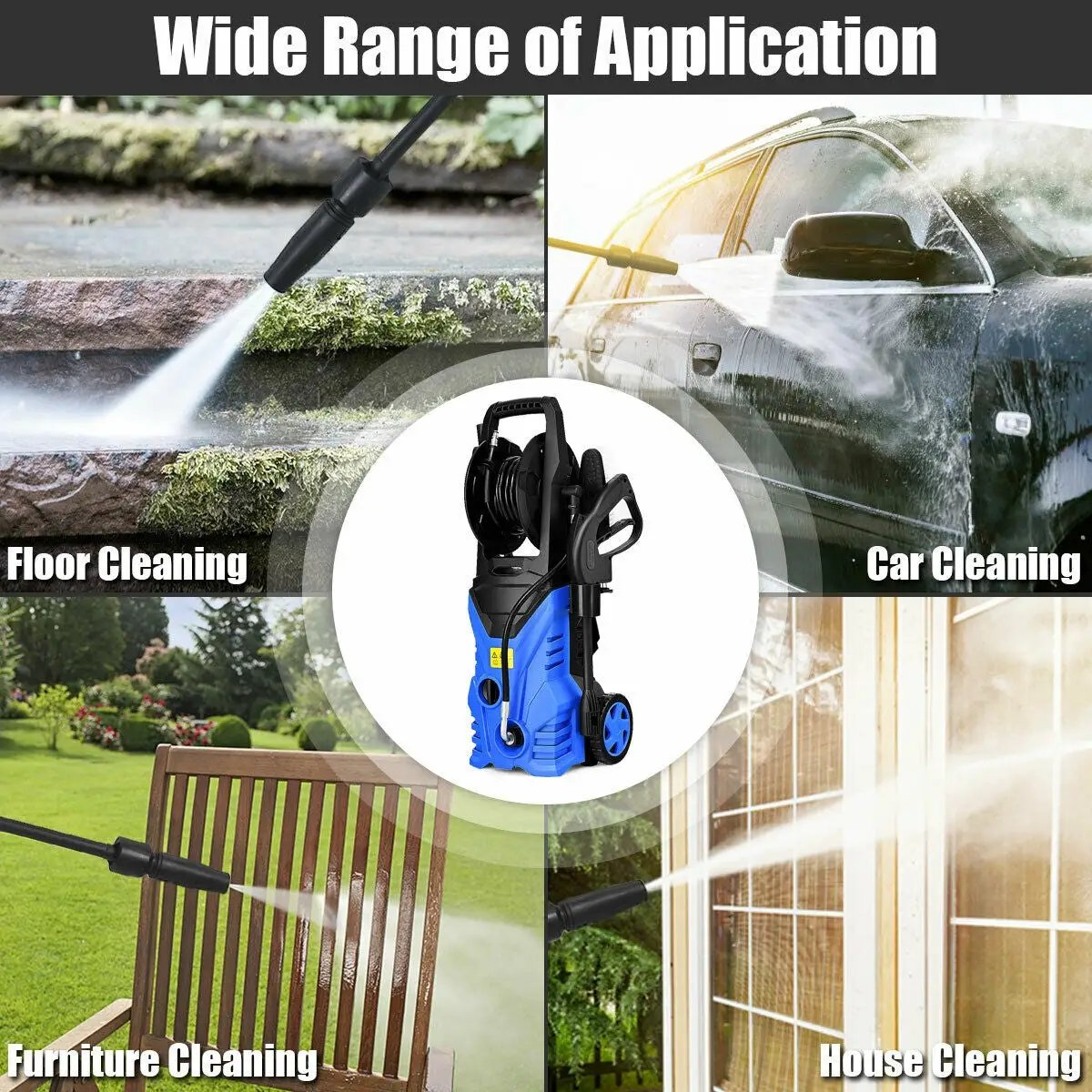 1800W 2030PSI Electric Pressure Washer Cleaner with Hose Reel, photo 8 of 9