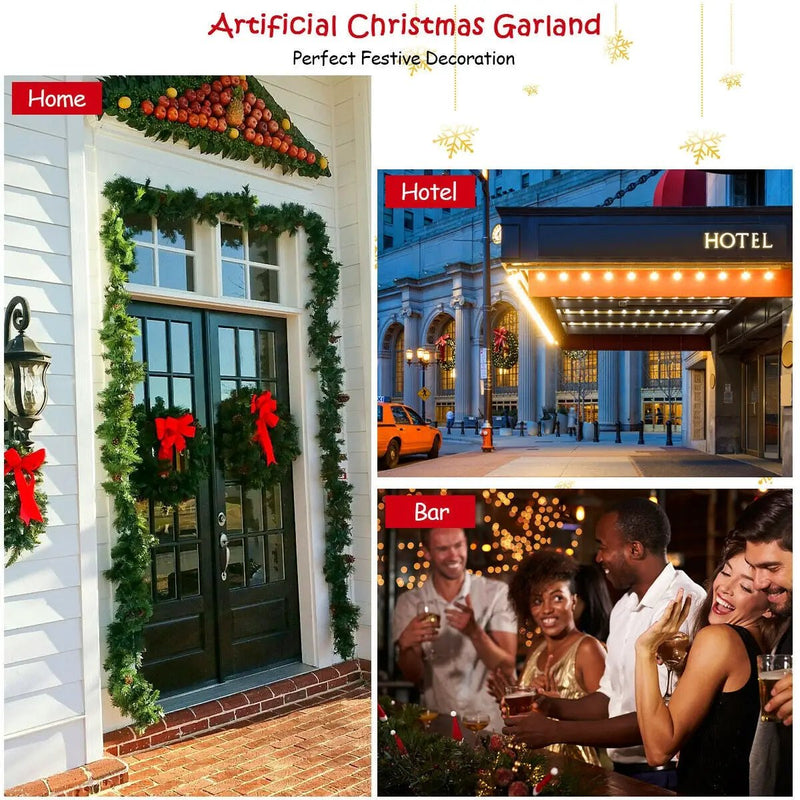 9 Feet Pre-Lit Artificial Christmas Garland with LED Lights by DirectDeals
