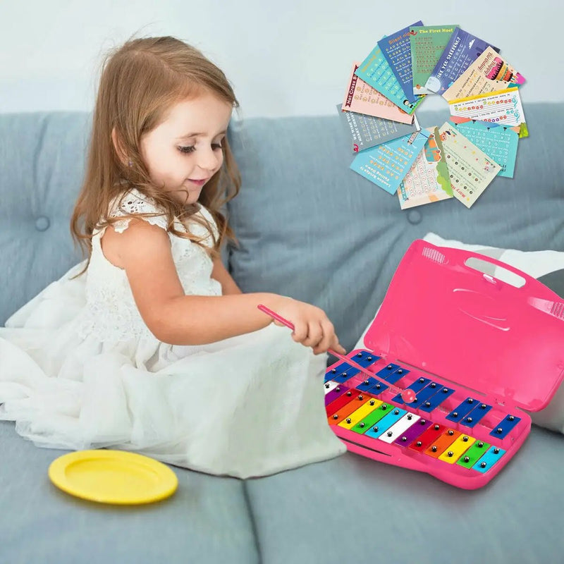 25 Notes Kids Glockenspiel Chromatic Metal Xylophone-Pink by DirectDeals
