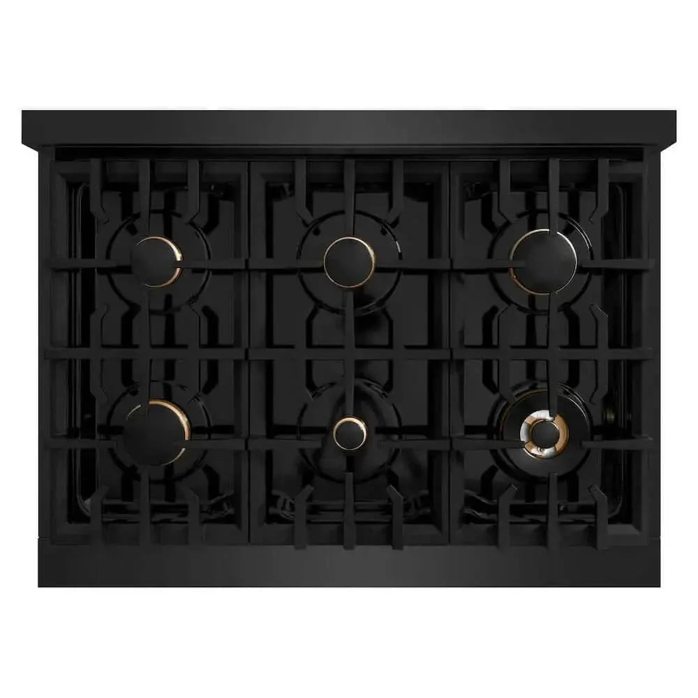 ZLINE 36" Select Dual Fuel Range Gas Cooktop Electric Convection Oven Black Stainless Steel Champagne Bronze HDRBZ-36-CB by Farmhouse Kitchen and Bath