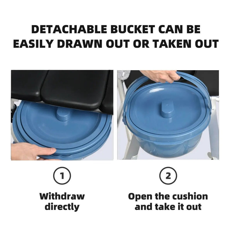 2-in-1 Aluminum Commode Shower Wheelchair with Locking Casters by DirectDeals
