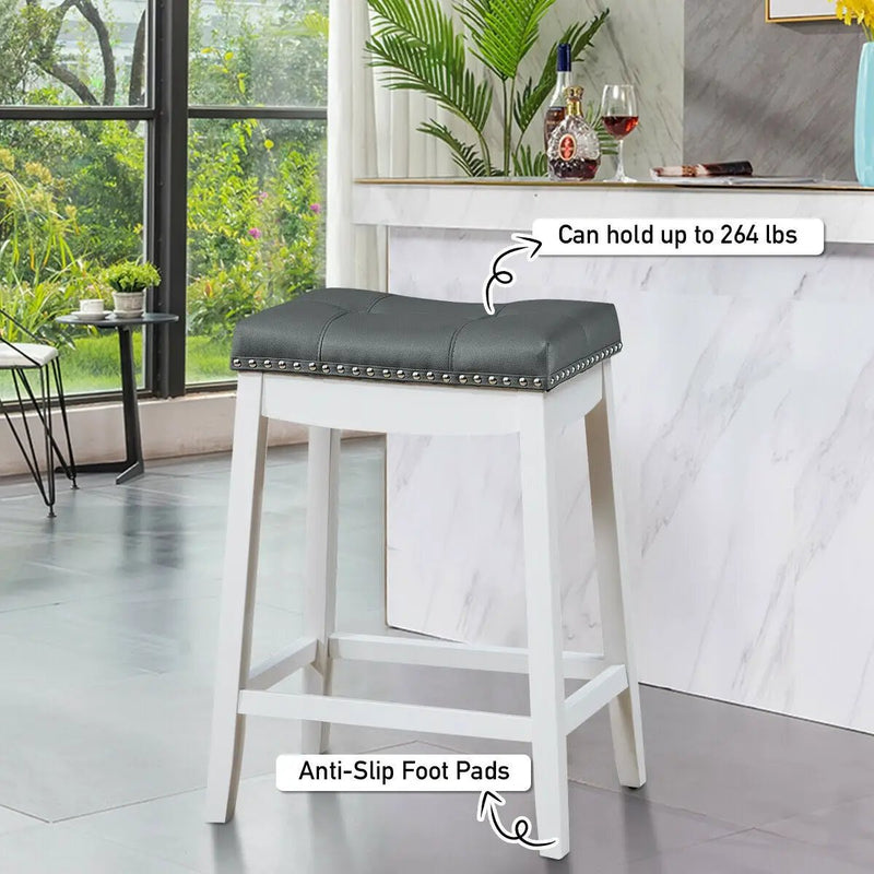 Set of 2 24-Inch Height Backless Counter Stool with Footrest by DirectDeals