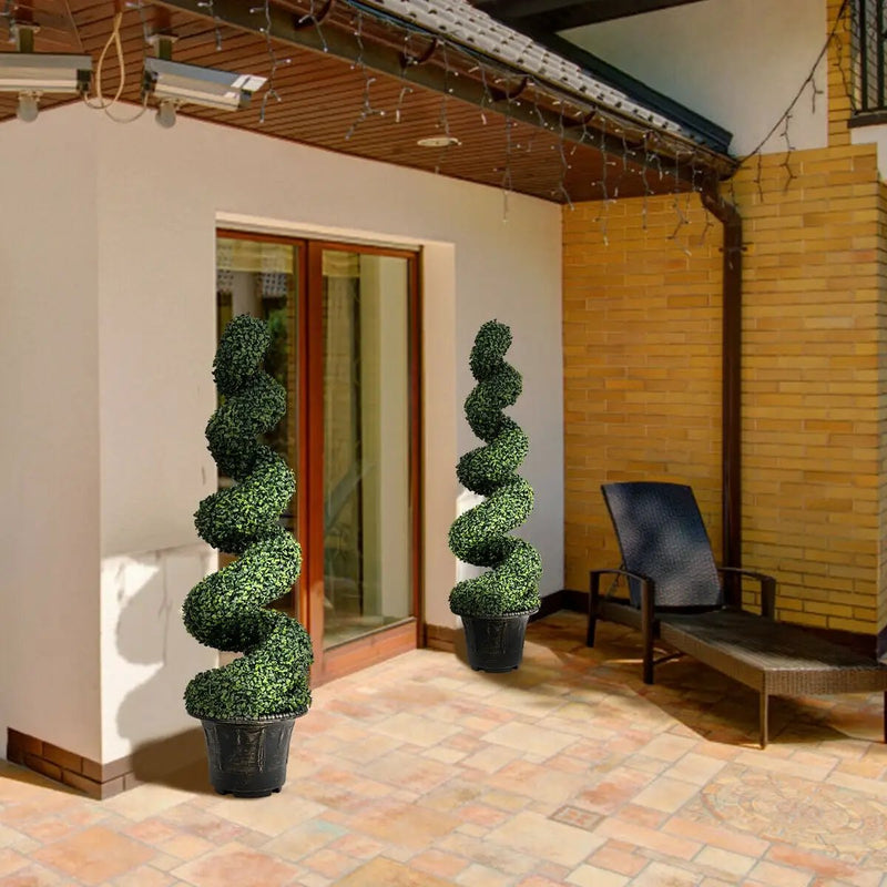 4 Feet Artificial Boxwood Spiral Green Leaves Tree by DirectDeals