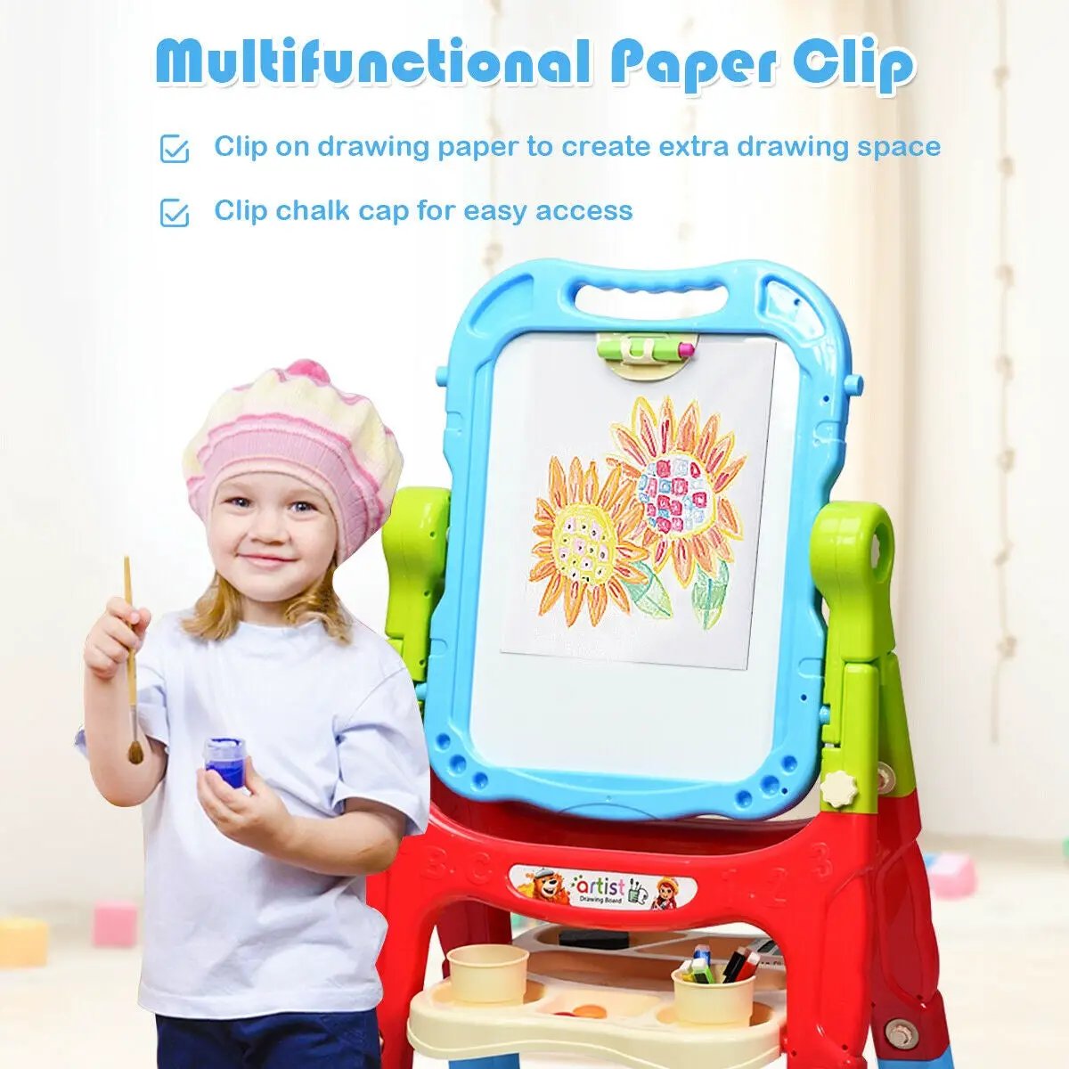 Height Adjustable Kids Art Easel Magnetic Double Sided Board by DirectDeals