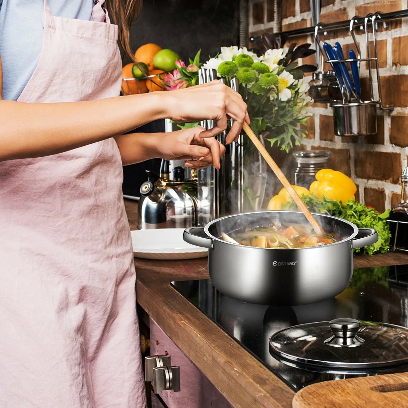 9.5 QT 2 Tier Stainless Steel Steamer Cookware Boiler by DirectDeals