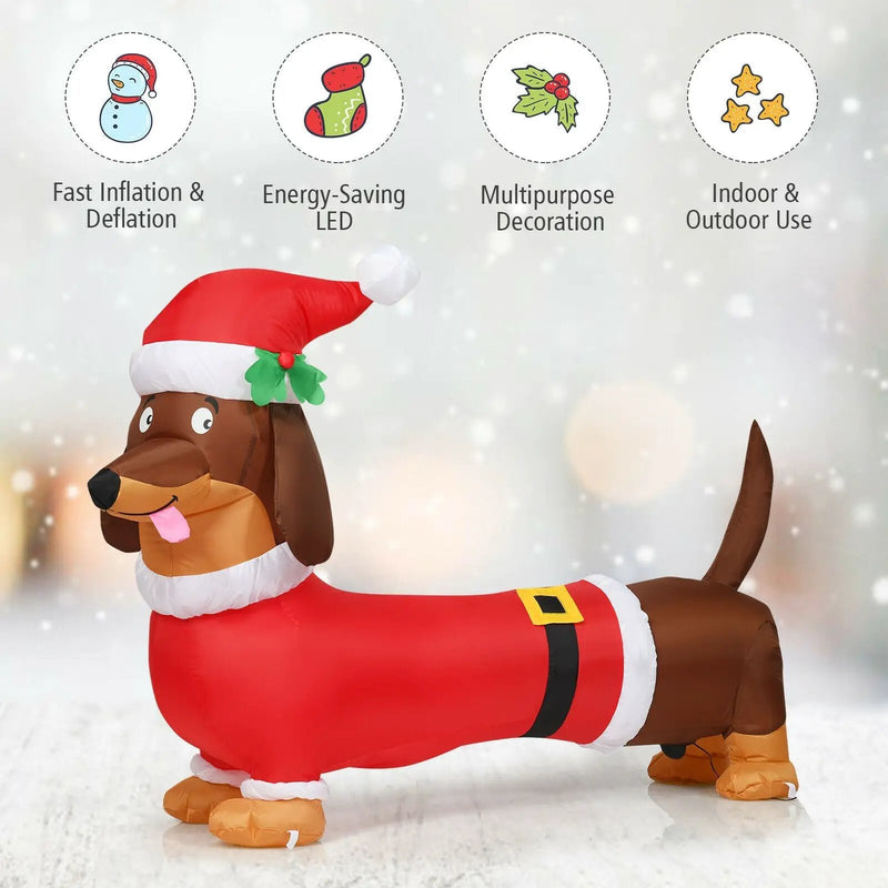 5 Feet Inflatable Christmas Dog with LED Lights by DirectDeals