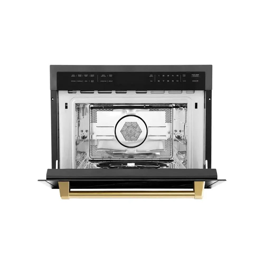 ZLINE 24" Convection Microwave, Black Stainless, Gold MWOZ-24-BS-G by Farmhouse Kitchen and Bath