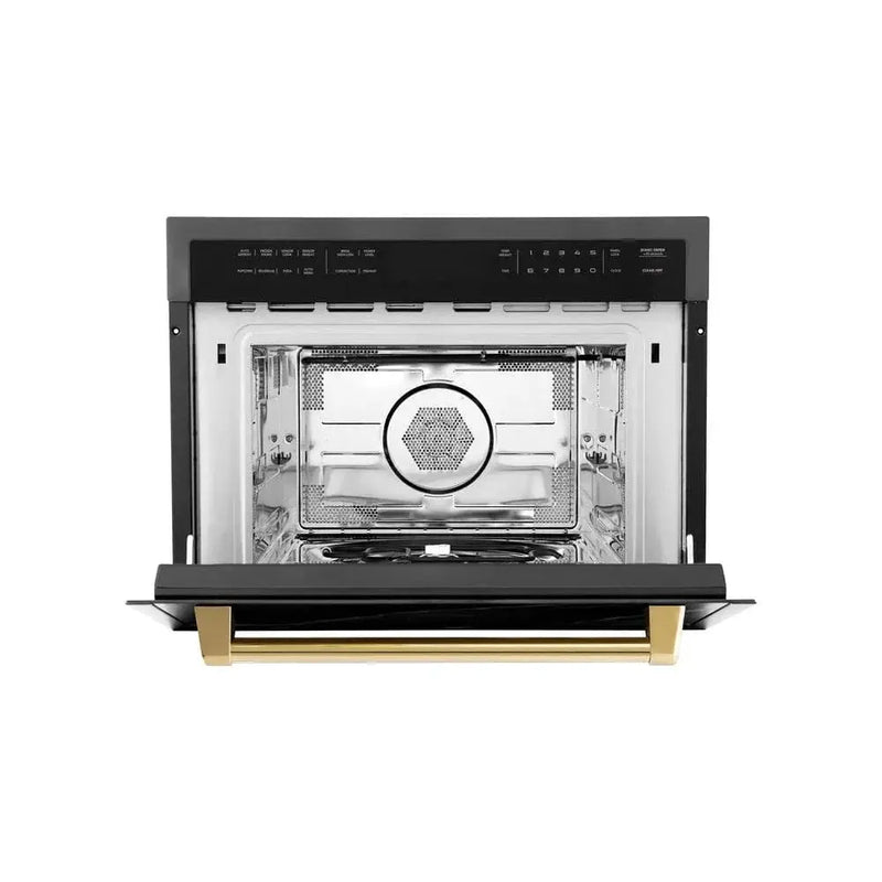 ZLINE 24" Convection Microwave, Black Stainless, Gold MWOZ-24-BS-G by Farmhouse Kitchen and Bath