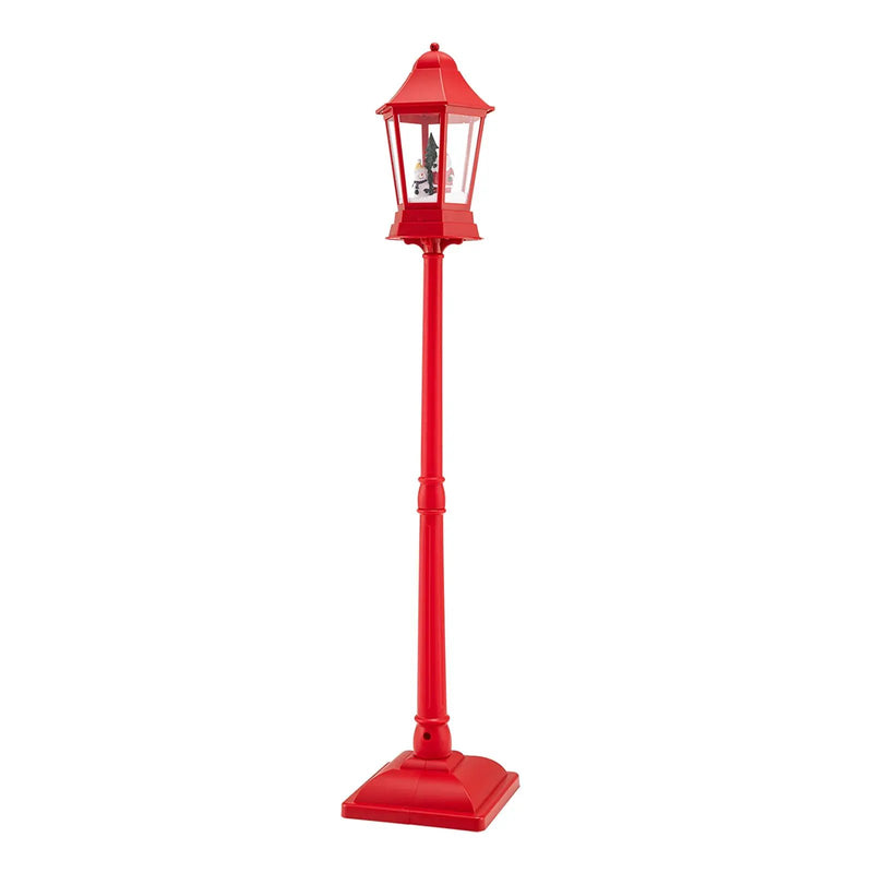5.3 Feet Musical Christmas Street Lamp with Blowing Snow and LED Lights-Red by DirectDeals