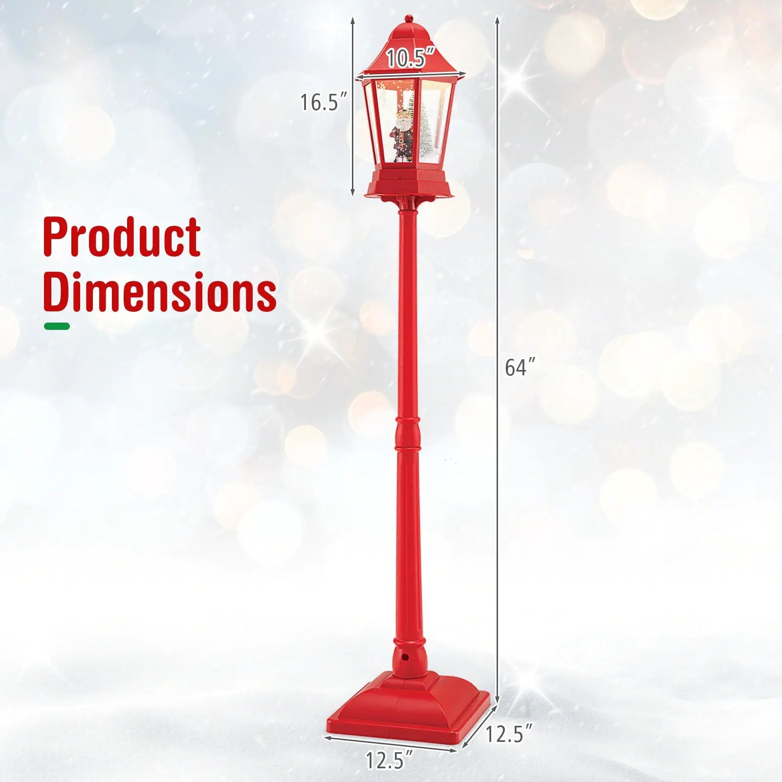 5.3 Feet Musical Christmas Street Lamp with 60 Warm White LED Lights-Red by DirectDeals