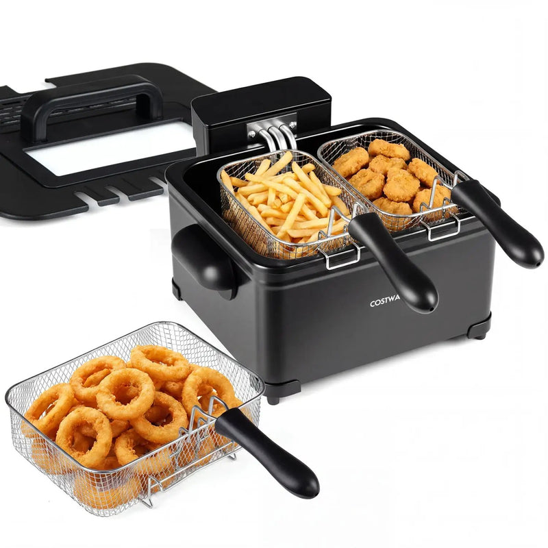 5.3-Qt Electric Deep Fryer with 3 Baskets 1700W LED Touch Screen and 6 Presets by DirectDeals