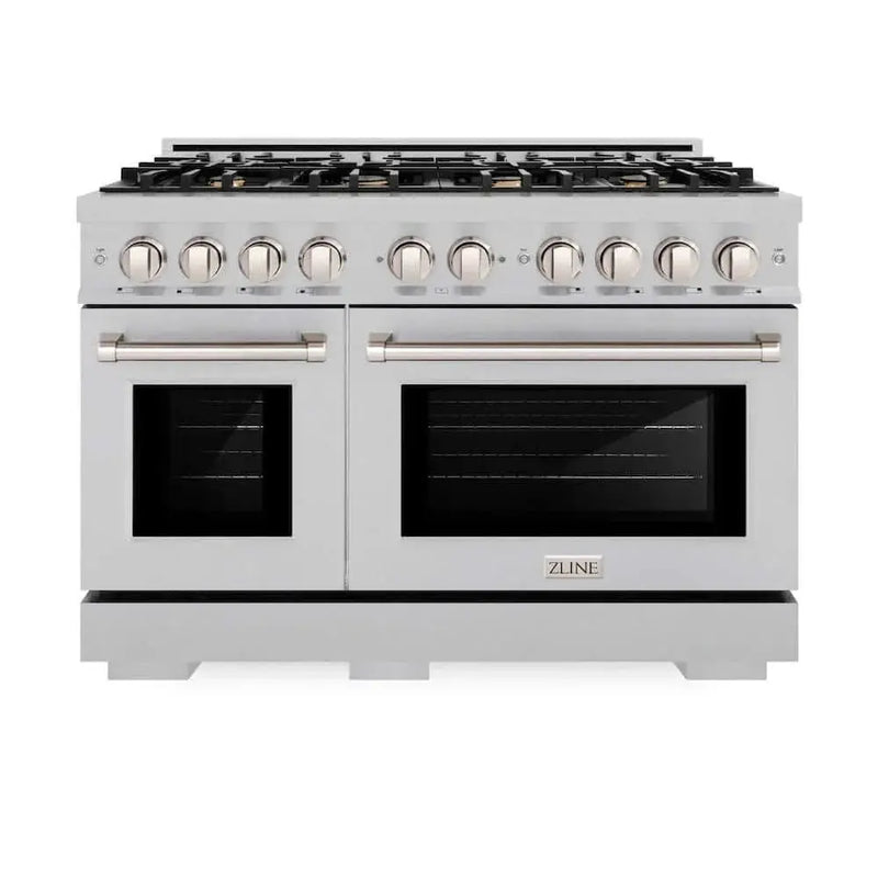 ZLINE 48" Select Dual Fuel Range Gas Cooktop Electric Convection Oven DuraSnow® Stainless Steel Brass Burners HDRS-BR-48 by Farmhouse Kitchen and Bath