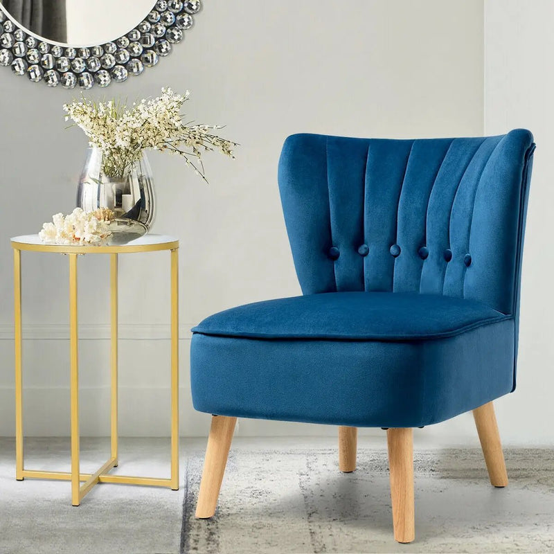 Armless Accent Chair Tufted Velvet Leisure Chair by DirectDeals