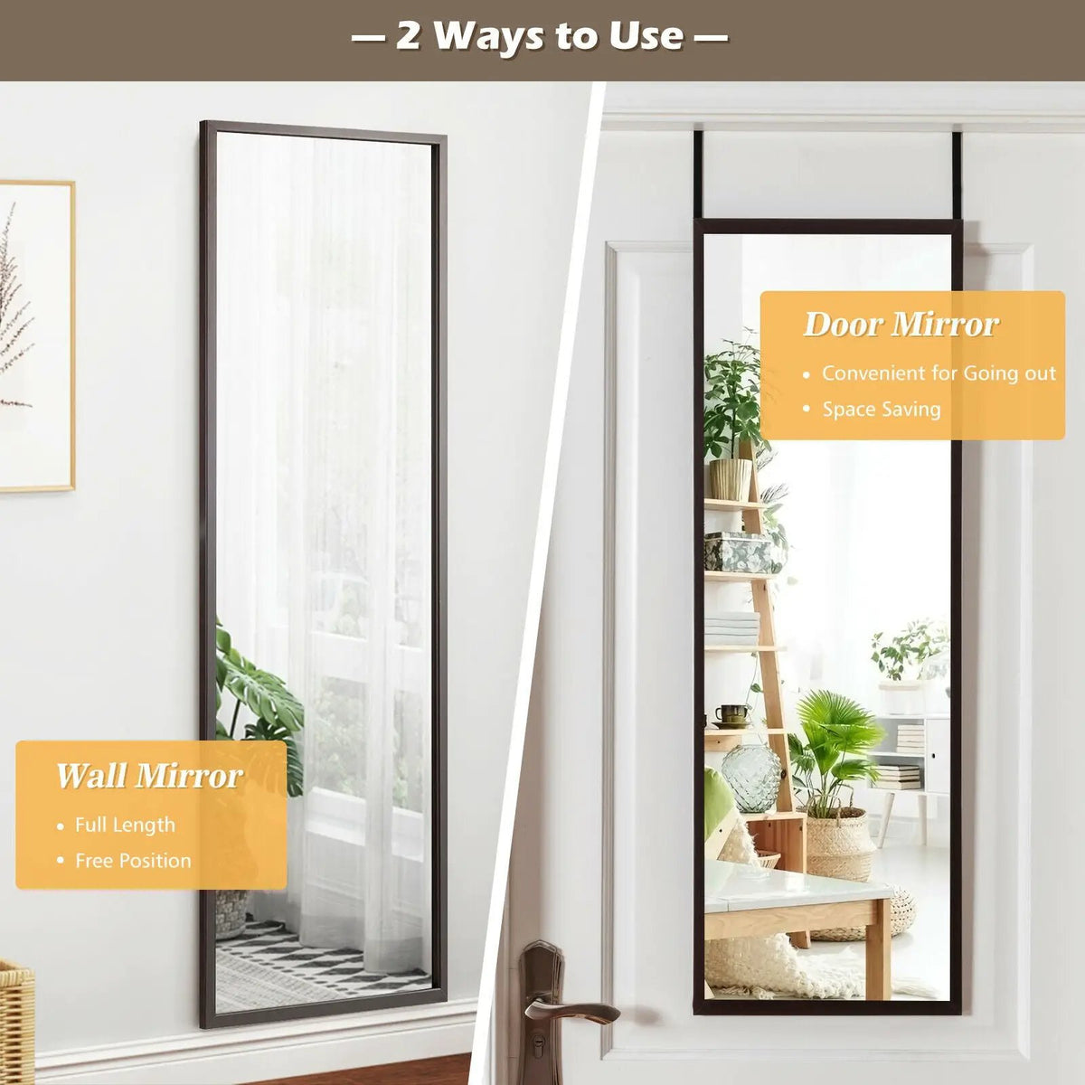Full Length Metal Door Mirror with Adjustable Hook, photo 16 of 24