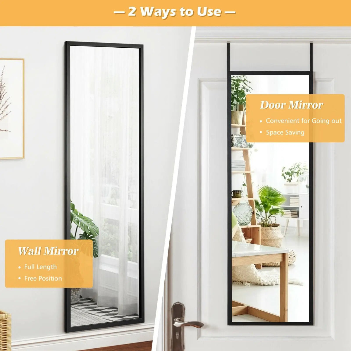 Full Length Metal Door Mirror with Adjustable Hook, photo 17 of 24
